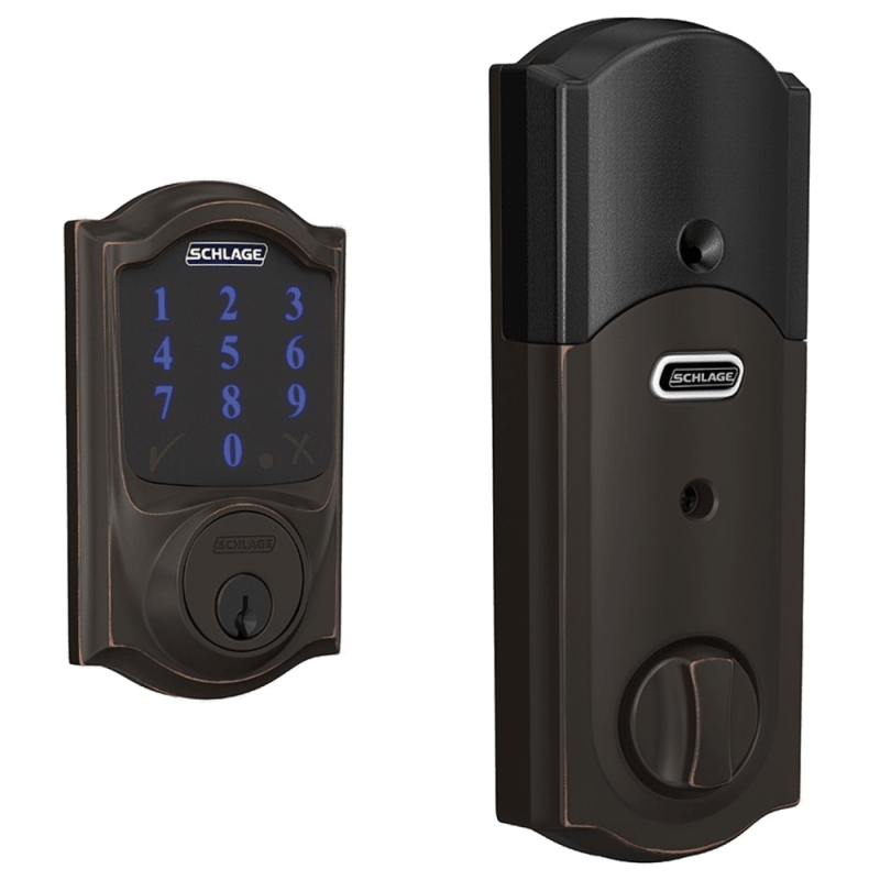 Grade 1 Touchscreen Deadbolt Lock, Connect Series, Camelot Trim, Antique Bronze Finish